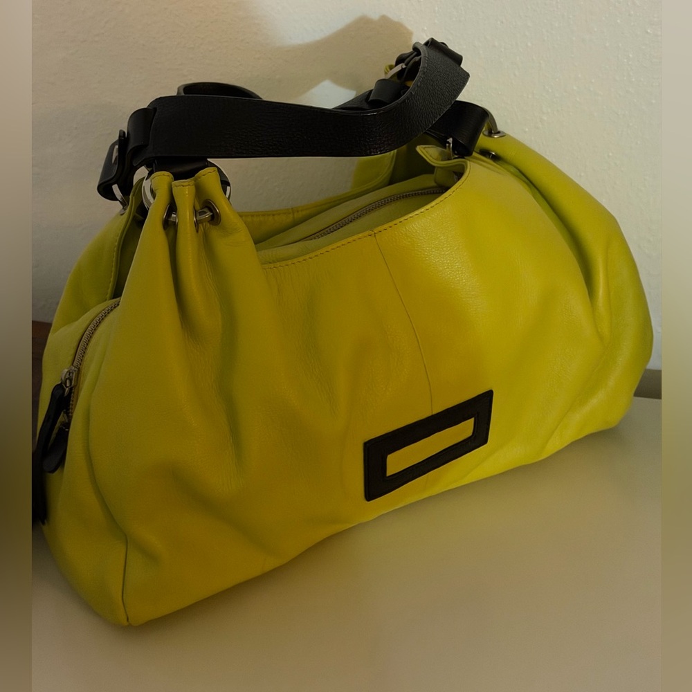 Salvatore Ferragamo Vintage Yellow Satchel with Black Details.
